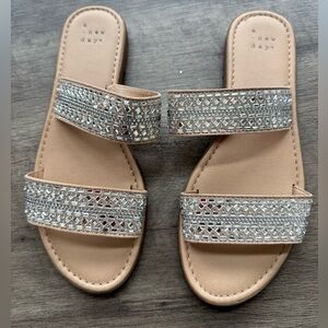 A New Day Beige and Silver Embellished Sandals